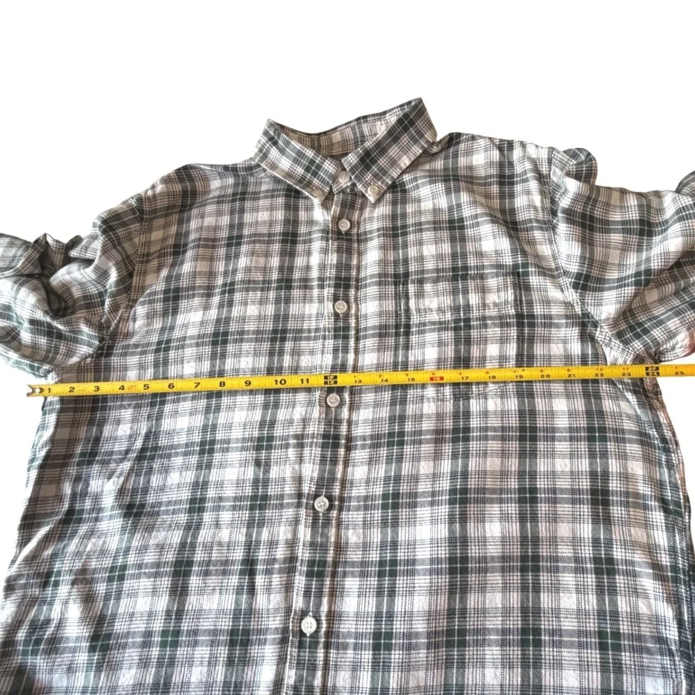Banana Republic XL Slim Fit Plaid Button Down Shirt Green Light pink Long Sleeve